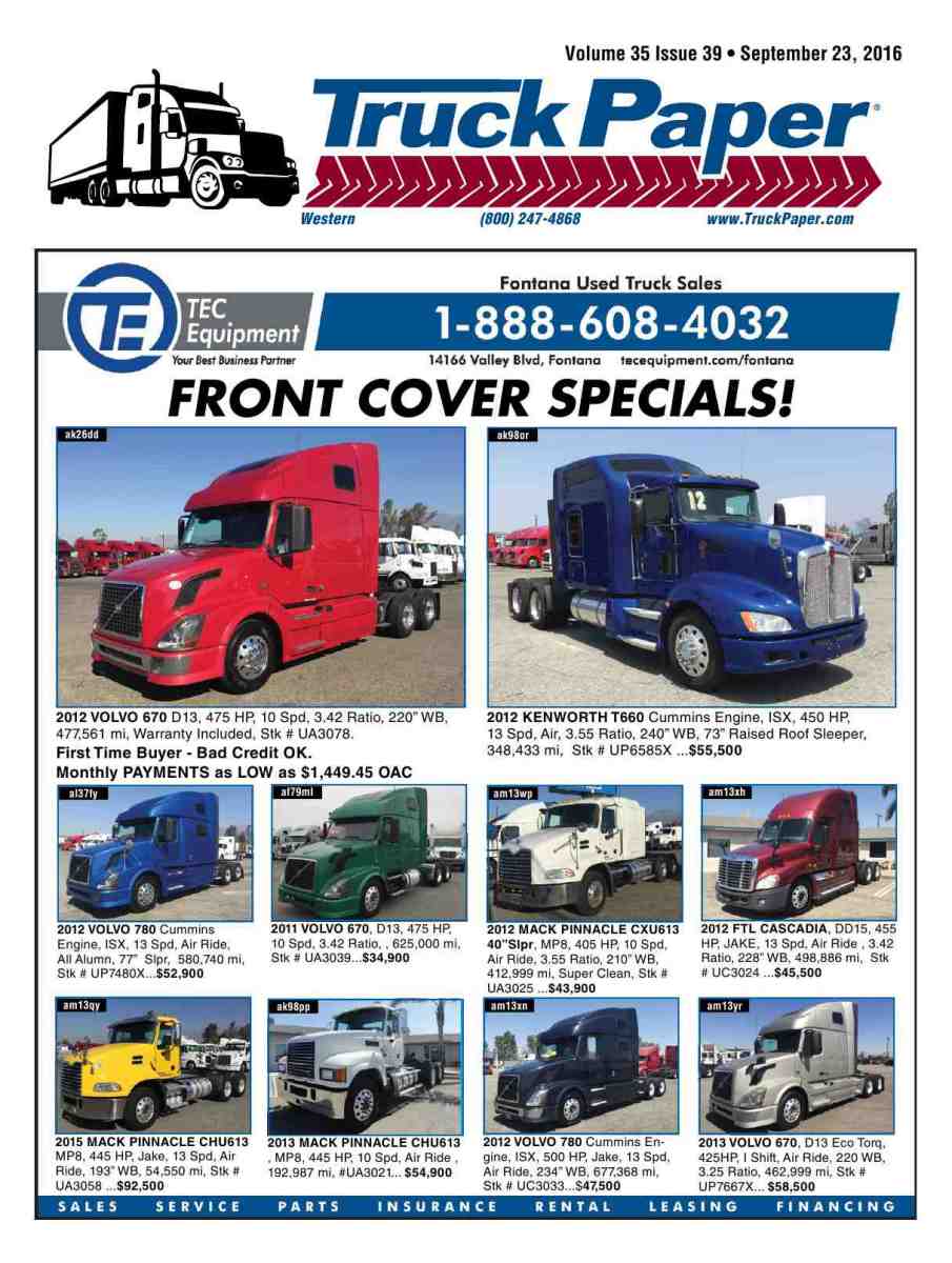 Reproduction of material appearing in Truck Paper is strictly prohibited without express prior written consent. Truck Paper is a registered trademark of ...